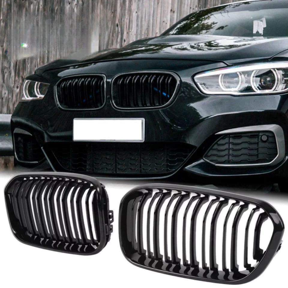 Predný nárazník pre obličky mriežky obličky pretekárske mriežky pre BMW 1 sériu F20 F21 2015-2019 120i LCI Náhrada Dvojlôžková lesklá čierna čierna čierna