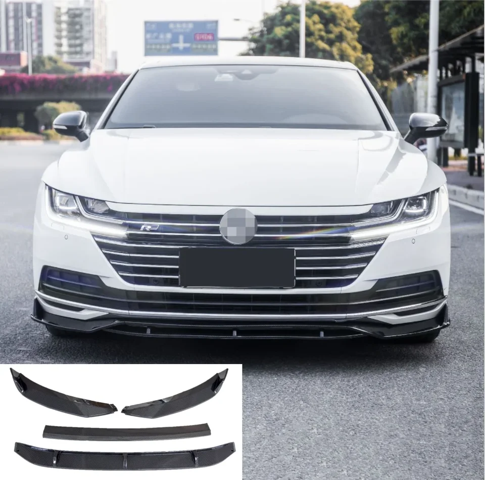 Predný nárazník SPOILER Protector Plate Lip Body Kit karbónový povrch dekoratívny prúžok brada lopata pre Volkswagen Arteon CC 2019 2020