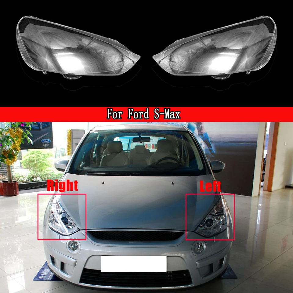 Predný objektív svetlometov pre Ford S-Max 2006 2007 2008 2009 2010 2011 2012 2012 Transparentný obal svetlometov Vymeňte pôvodnú tienidlá