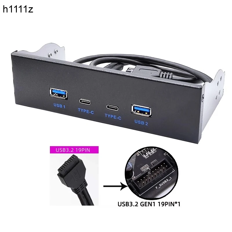 Predný panel USB 3.0 pre PC 2Port USB Typ C + 2Port USB3.0 Adaptér náboja GL3523 USB USB 3.2 GEN1 5 GBPS pre 5,25 