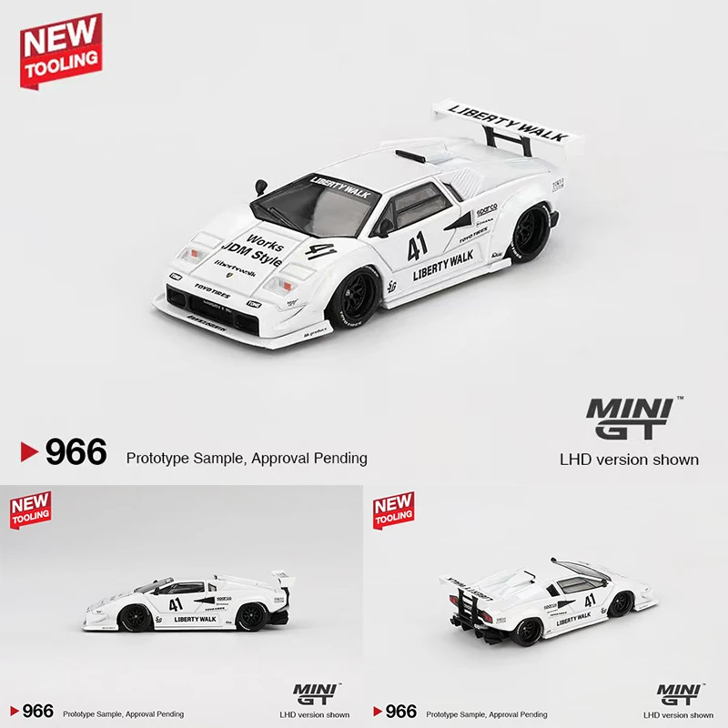 Predpredaj Minigt 966 1:64 LBWK Lamborghini Countach White 2024 Diecast Model Collection Hračky