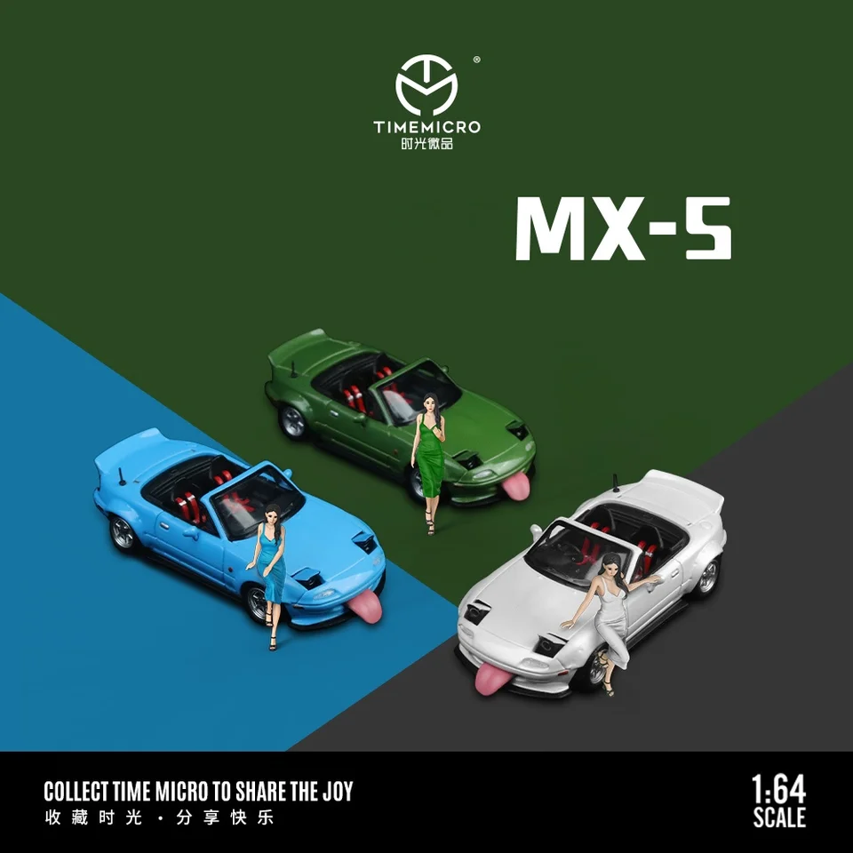 ** Predpredaj ** Timemicro 1:64 MX5 modrá/biela/zelená klasická maľovaná limitovaná edícia zliatiny modelu automobilu