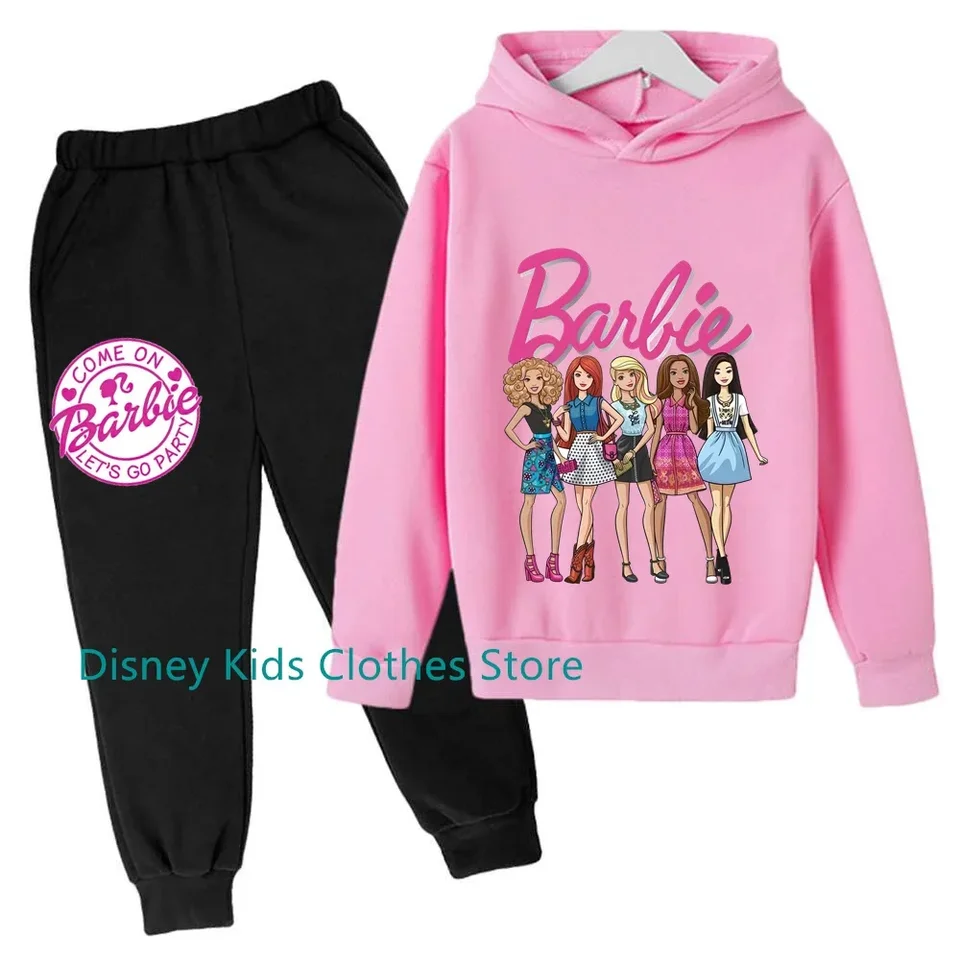 Predstavenie krásnej grafiky Barbie Barbie Barbie s dlhým rukávom s kapucňou nohavičiek Cozy pre deti teplé ideálne pre jesenné zimné sezóny Športový oblek