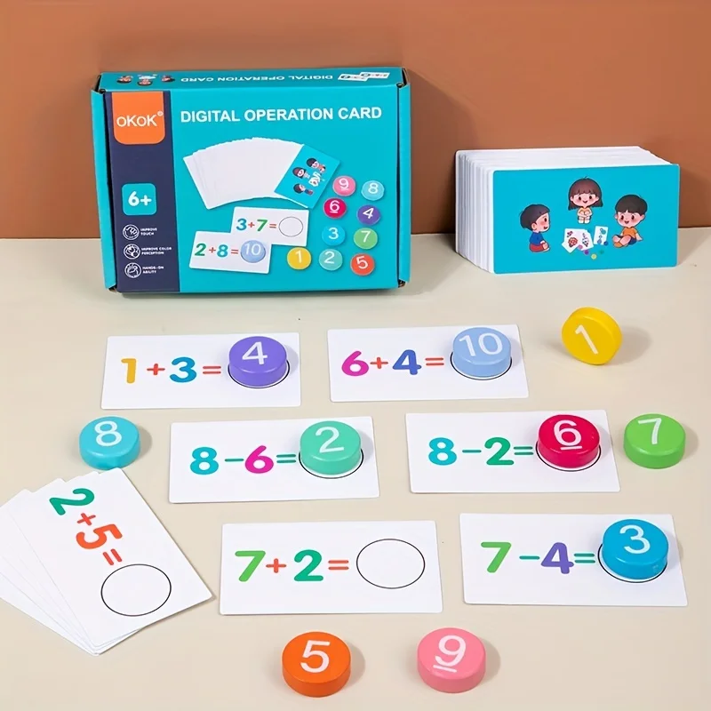 Predškolské vzdelávacie aktivity Vzdelávacie hračky pre deti, čísla s flash kartami, drevené bloky čítania Montessori Game