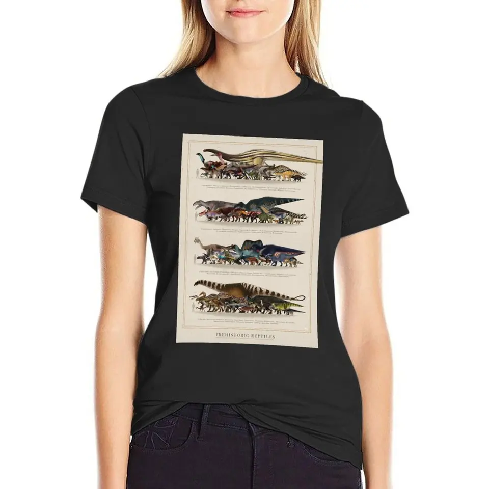 Prehistorické plazy Veľkosť graf tričko Animal Prin pre funnys Prispôsobené vtipné tréningové košele pre ženy voľné fit