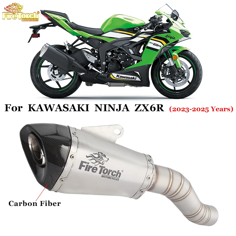 Prekĺznutie pre Kawasaki ZX6R ZX-6R ZX 6R 2023 2024 2025 Výfukový systém motocykla Únik Stredného spojovacieho spojovacieho potrubia Uhlíkový tlmič uhlíkový tlmič
