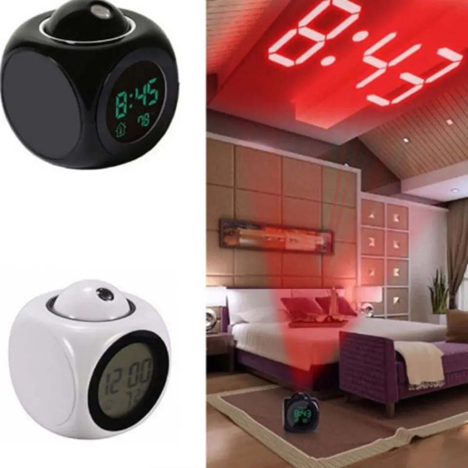 Premietací budík stropný strop displej Snooze Desk Table Clock Hlas Multifunkcia Digitálna projekcia Teplota Hodiny Teplota