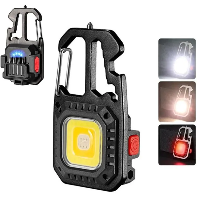 Prenosná baterka Keychain Light Mini Multifunkčný otvárač na fľaše so 7 režimami Mini vrecko na chôdzu kemping