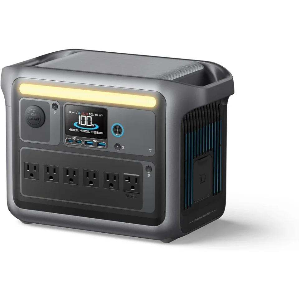 Prenosná elektráreň, 1056Wh LifePo4 batéria pre domácu zálohu, výpadky napájania a kemping, solárny generátor 1800 W (vrchol 2400 W)