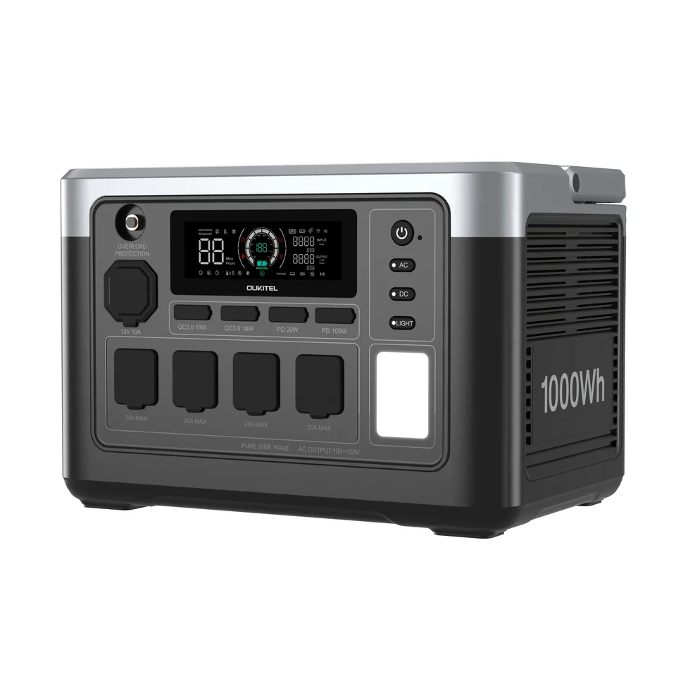 Prenosná elektráreň OuKitel 1800W PowerStation LifePo4 Solar Generátor pre núdzové vonkajšie kemping