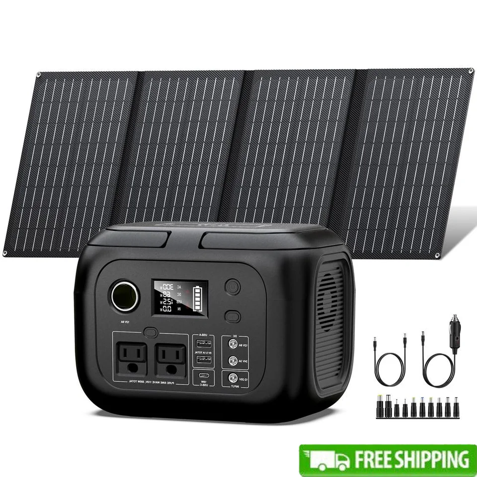 Prenosná elektráreň s 300 W so solárnym panelom 40W Solárny generátor USB C & AC Ports Vysokoúčinné solárne panely