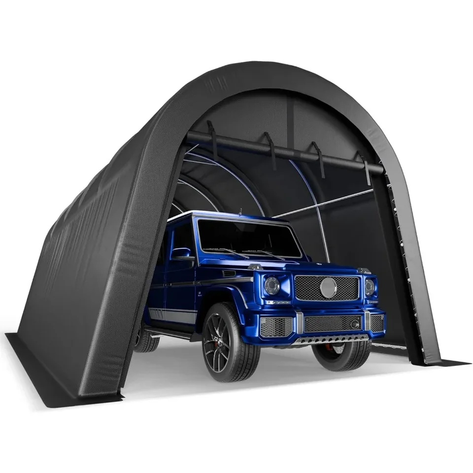 Prenosná garáž 12x20ft, ťažký prístrešok s kovovým rámom pre celé ocele, port automobilov pre automobily, nákladné auto, čln, vonkajší úložný útočisko