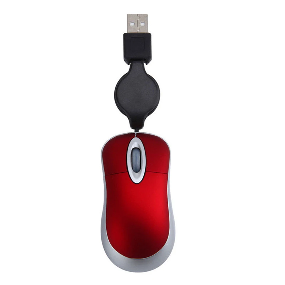 Prenosná mini USB káblová myš Optická mini zatiahnuteľná ergonómia myší domácej kancelárie pre počítačový PC laptop