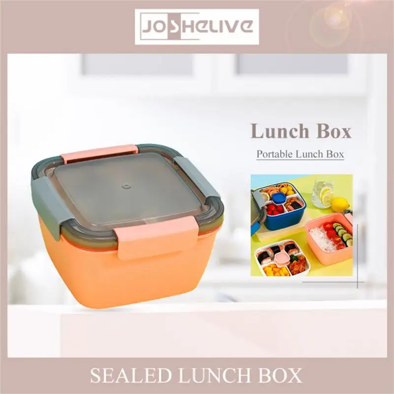 Prenosná obedová škatuľa Veľká kapacita zapečatená Bento Box Square s dvojvrstvovým ovocným obedovým boxom Plastová priehradka pre školskú kanceláriu