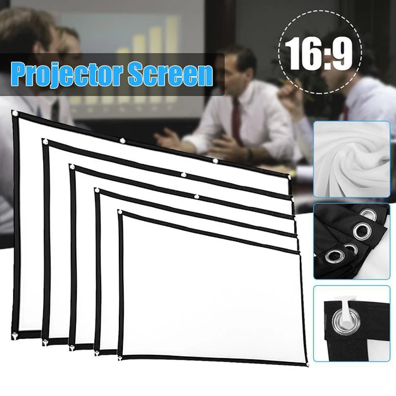 Prenosná obrazovka projektora Jednoduchá opona Anti-Light 60/72/84/120/150 palcové plátno pre projektor pre domáci externý kancelársky projektor