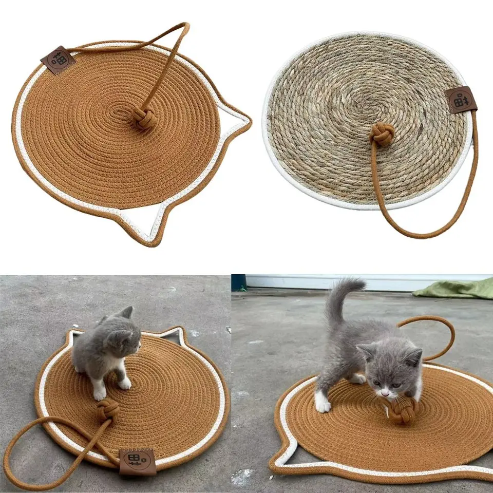 Prenosná okrúhla mačka poškriabanie s loptou s loptou hračkou kreatívna mačka škrabanca REST Mat Fun Cat Grinding Claw Toy