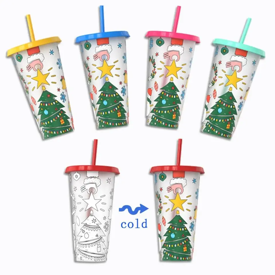 Prenosná plastová farba na zmenu šálky jedálenský materiál Opätovný použiteľný studený nápoj šálka 710 ml sfarbenie Slaw Cup Kitchen