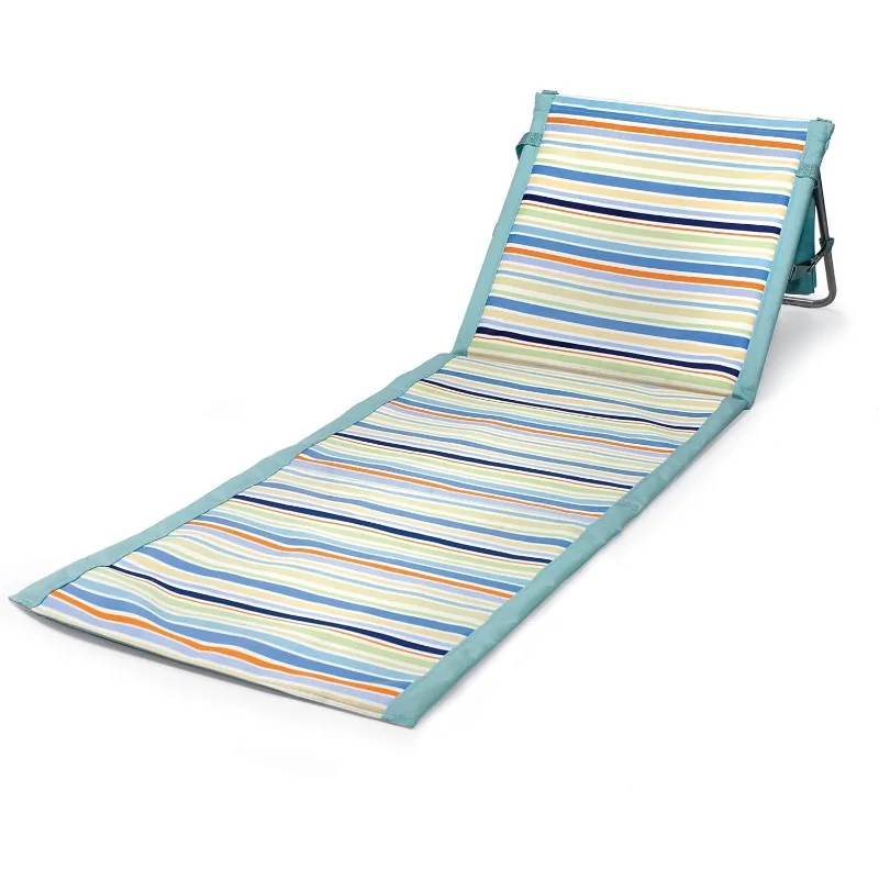 Prenosná plážová rohož pre prenosnú pláž - Soft Soft Beach Lounger - Backpack Beach Chair & Tote (Sky Blue With Multi Stripe Pattern)