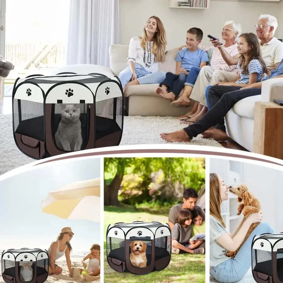 Prenosná skladacia vonkajšia vonkajšia psí psí dom prenosné skladacie cestovné domáce zviera Stan Cat/Dog Cage Easy Operation Veľká mačka/psie ploty