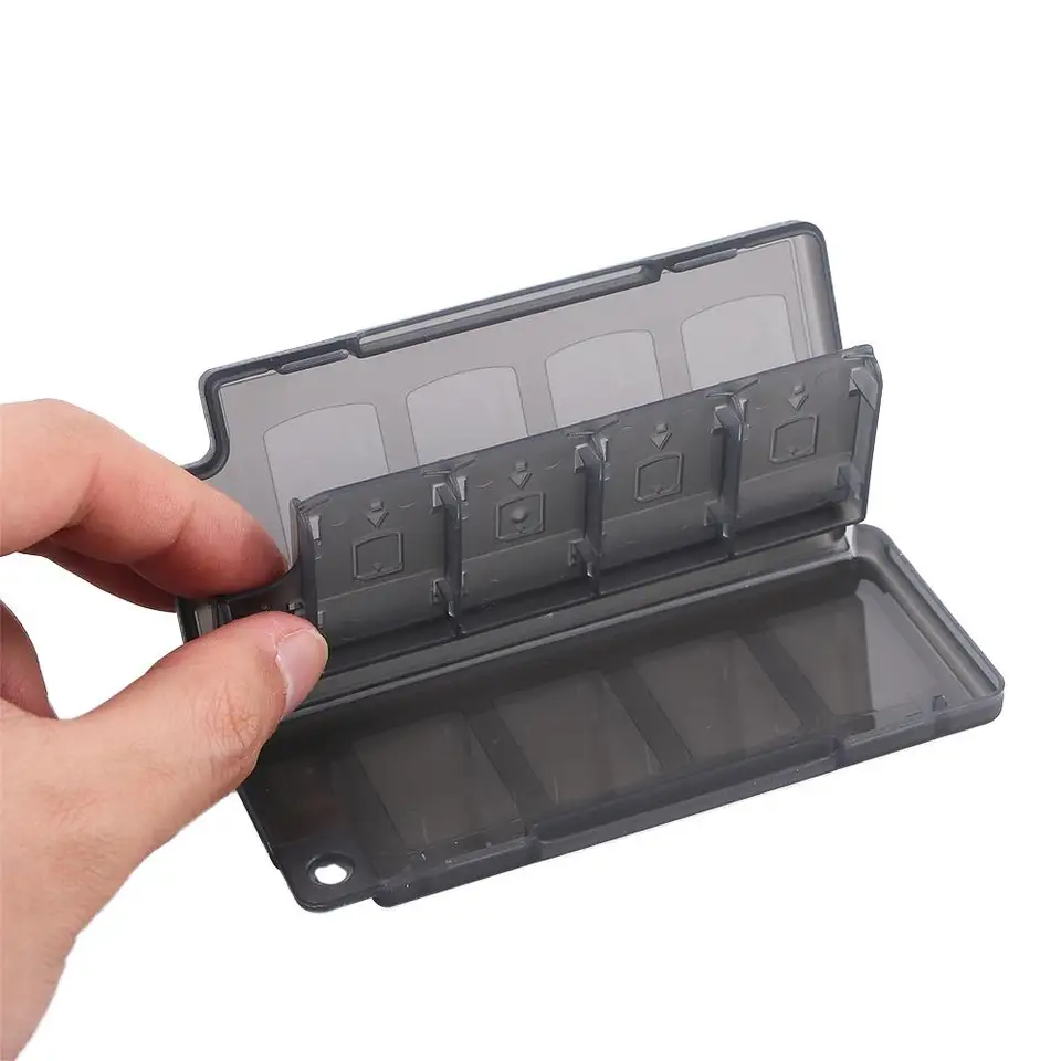 Prenosná čierna biela herné karty 10 v 1 8 + 2 TF Cards Storage Case Mini Box 11.2x4.7x1.3cm Držiteľ pre Nintendo Switch
