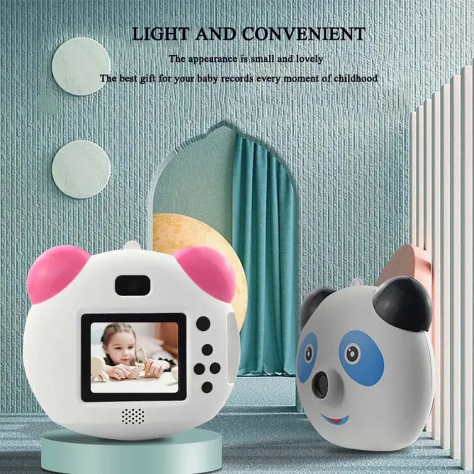 Prenosné deti Instant Thermal Print Camera 2.4 na obrazovke 1080p digitálny fotoaparát selfie 1080p FHD Video Termal tlač