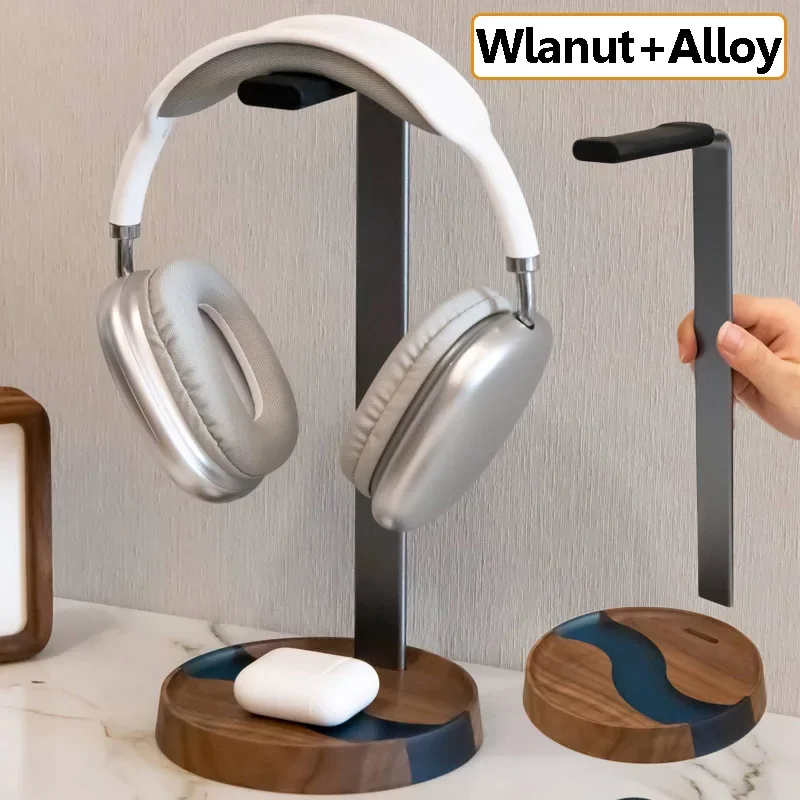 Prenosné odnímateľné slúchadlá stojan na orechové drevo zliatiny hliníka herné náhlavné súpravy pre AirPods Max