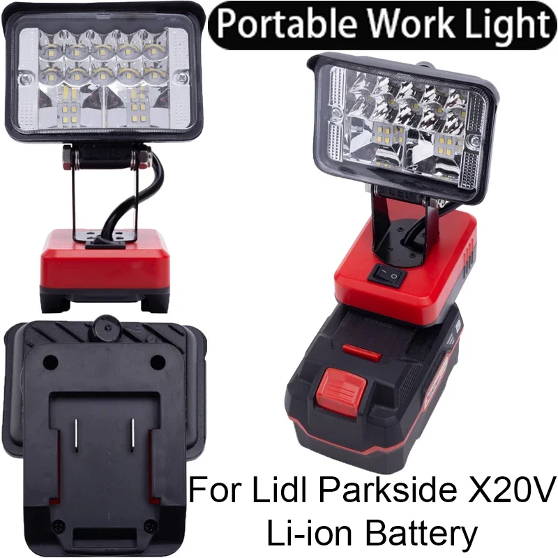 Prenosné pracovné svetlo pre LIDL Parkside X20V Li-Ion Battery LED Workshop Outdoor Camping Fishing Prenosné svetlo