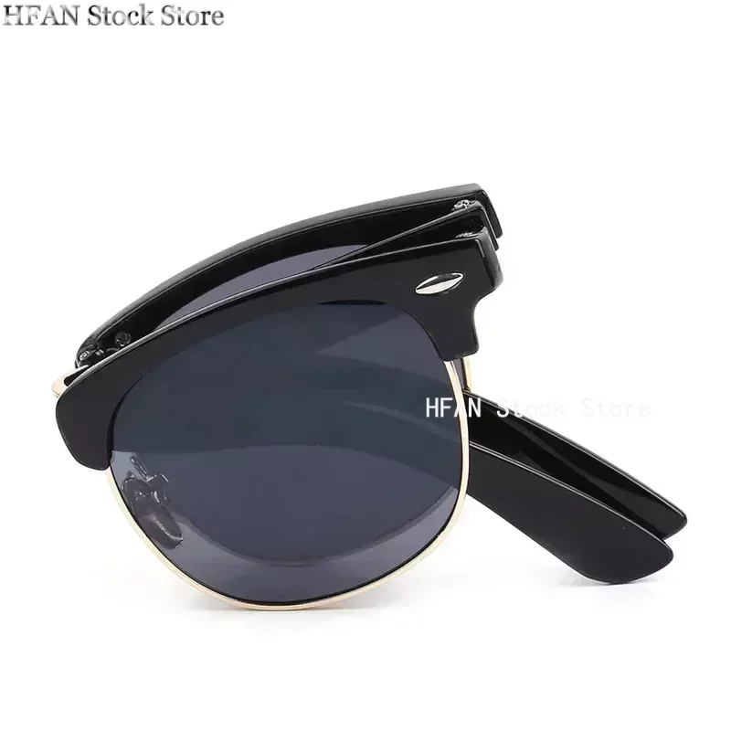 Prenosné skladacie slnečné okuliare s boxom Ženy Men Upscale Značka retro skladacia floziká