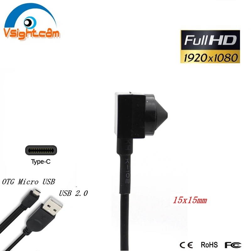 Prenosný 1080p HD OTG Micro USB Camera Mini Type-C USB 2.0 Camera 15*15 mm pre priemyselné testovanie