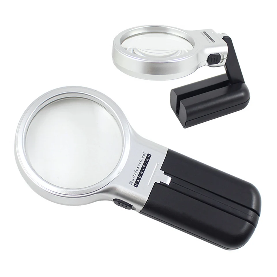 Prenosný 3x skladací lupa Lamp Loupe Reading Noviny vreckový vreckový lup