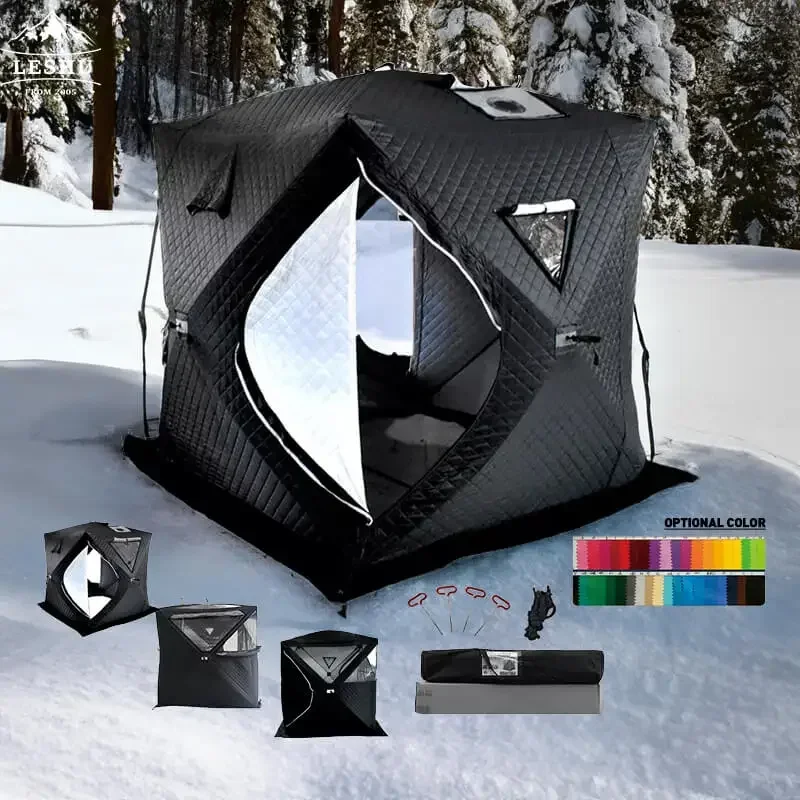 Prenosný 4 až 6 osôb 8 stôp izolovaných veľkých vysievacích zimných zimných rybárskych stanu Outdoor Cube Camping Shelter