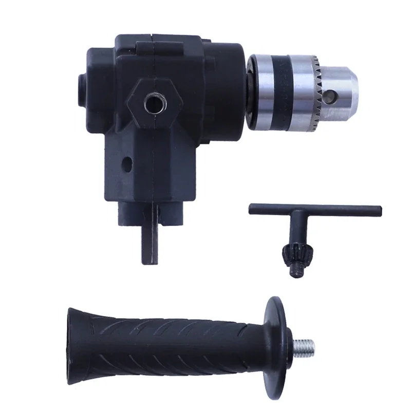 Prenosný 90 ° Tri čeľusť Chuck Corner Impact Drill Adaptér pravý uhol predĺženia vŕtačky Chuck vŕtačka pre príslušenstvo nástrojov