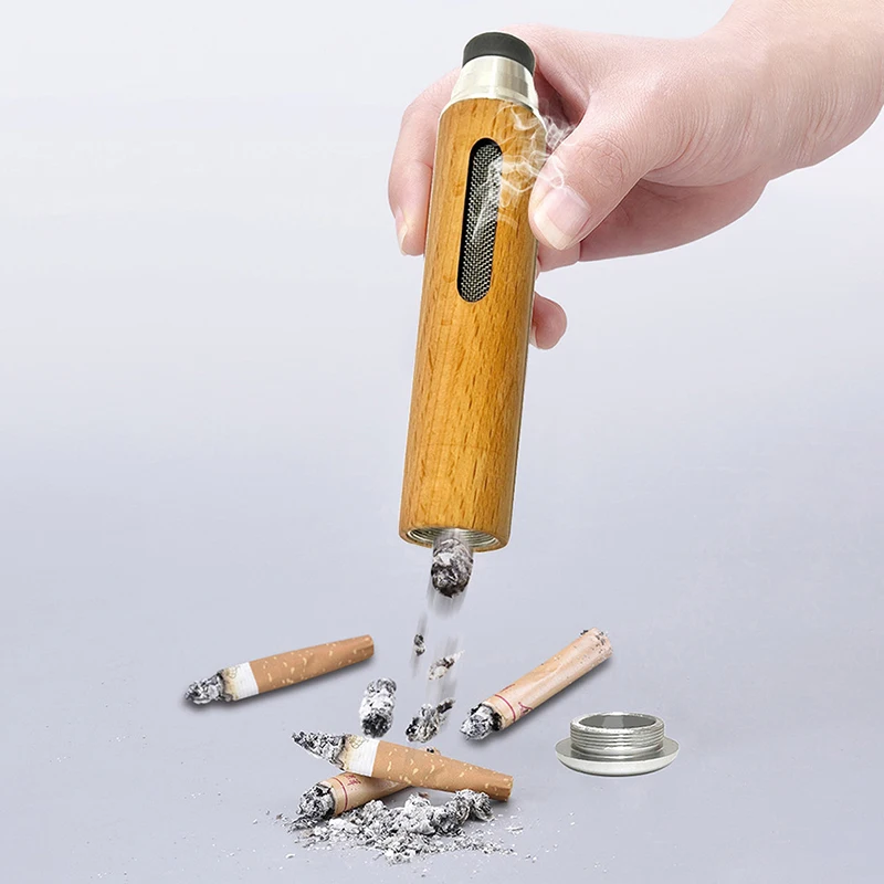 Prenosný automobil popolníka mini auto popolníka proti sadzí-lemujúcemu cigaretový kryt anti-ash luxusný drevený držiak cigariet