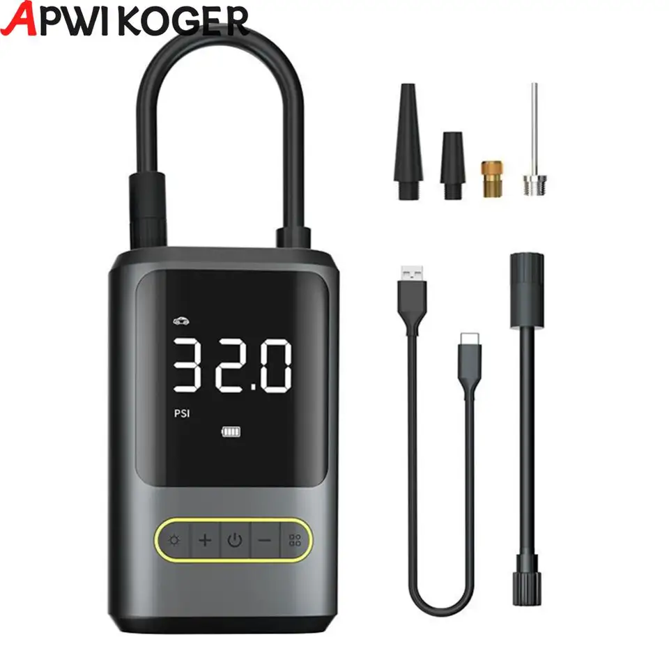 Prenosný automobilový vzduchový kompresor viacúčelové 150 psi nafukovacie čerpadlo USB Type-C Nabíjateľná 4000 mAh batéria pre motorové vozidlo na bicykli