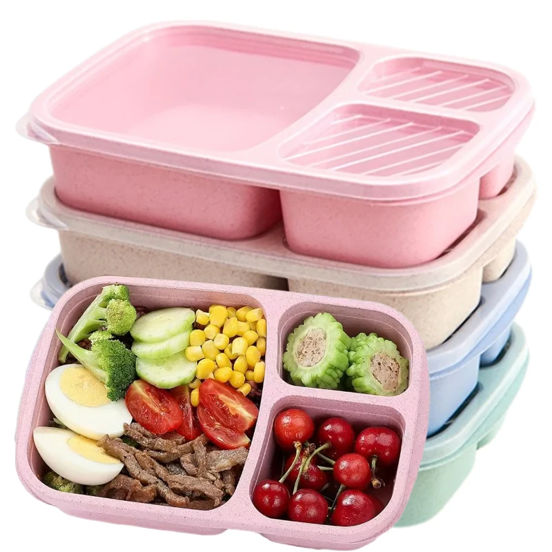 Prenosný bento obedový box pšeničná slama Dennewware s obalom na skladovanie jedál s vekom školská kancelárska kemping pikniky obedové kontajnery
