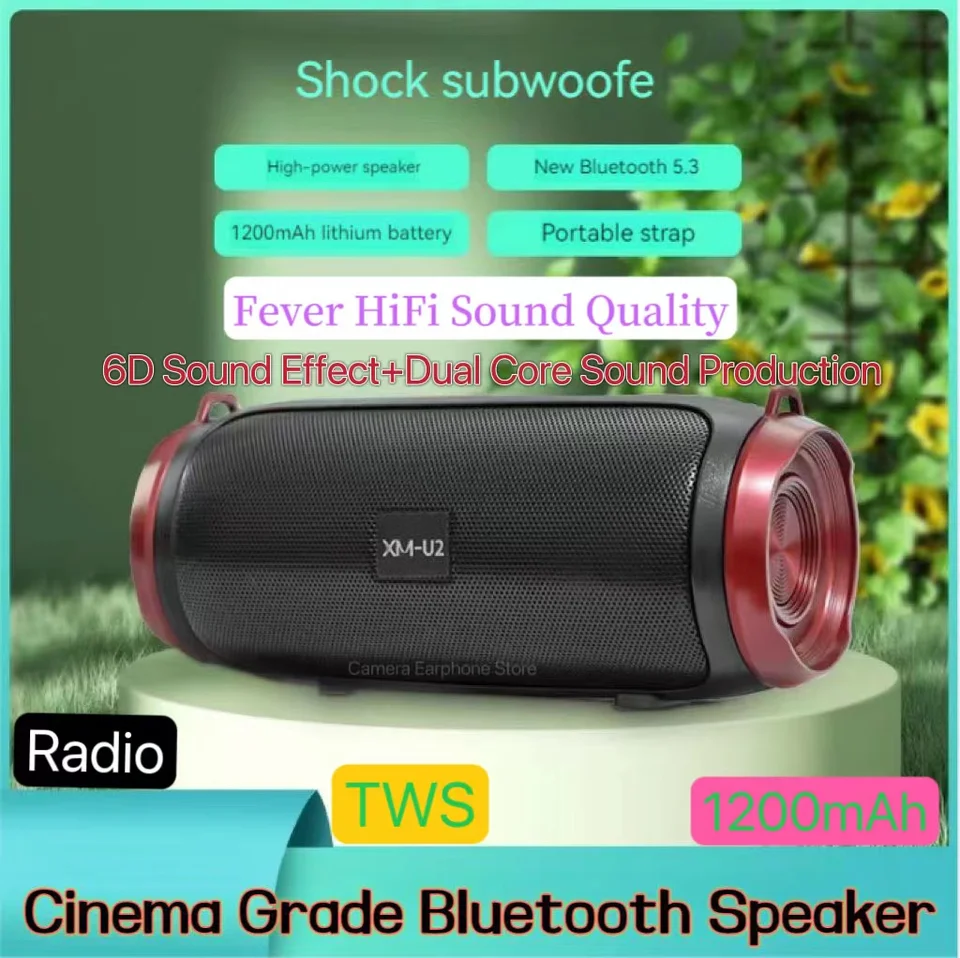 Prenosný bezdrôtový reproduktor Bluetooth IPX5 nepremokavý vonkajší hifi pilier reproduktor subwoofer stereofónny reproduktor FM Radio TF Boom Box