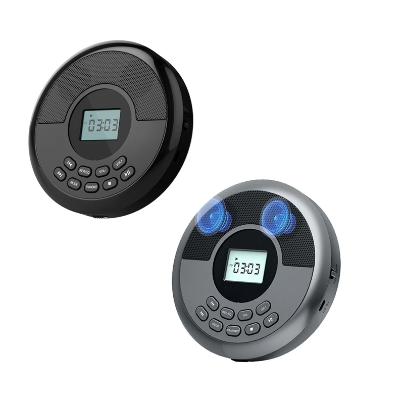 Prenosný Bluetooth CD prehrávač nabíjateľný disk s duálnymi reproduktormi a slúchadlami Walkman CD Player MP3 prehrávač