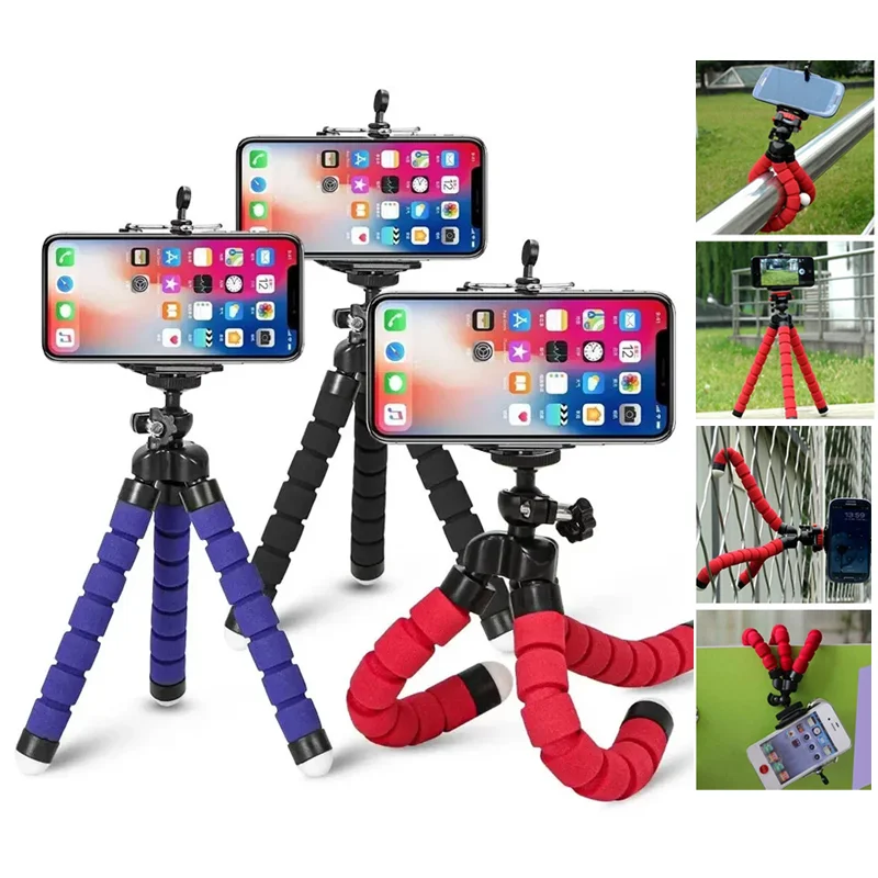 Prenosný chobotnica mini statív stativv pre fotoaparát Flexibilné statívy mobilné držiak držiak držiak klipy Smartphone Monopod Monopod Tripe Stand