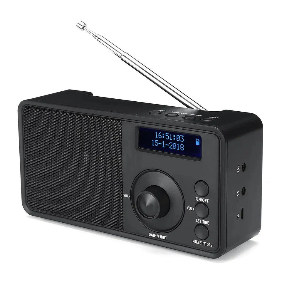 Prenosný DAB + Digitálne rádio Wireless Bluetooth Stereo Reproduktor LCD Displej Outdoor Headset podporuje budík FM AUX