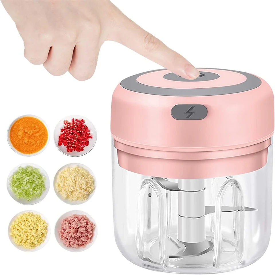 Prenosný elektrický cesnakový kaber drvič 100/250 ml cesnaku Chopper USB WORK PROCESOR KUCHINNÁ KUCHYN