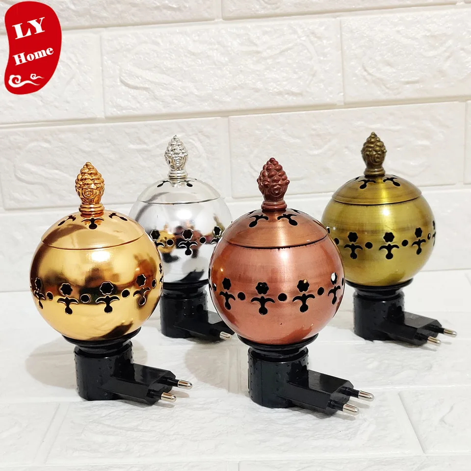Prenosný elektrický horák kadidla, kovový oudový horák, Stredný východ, arabčina