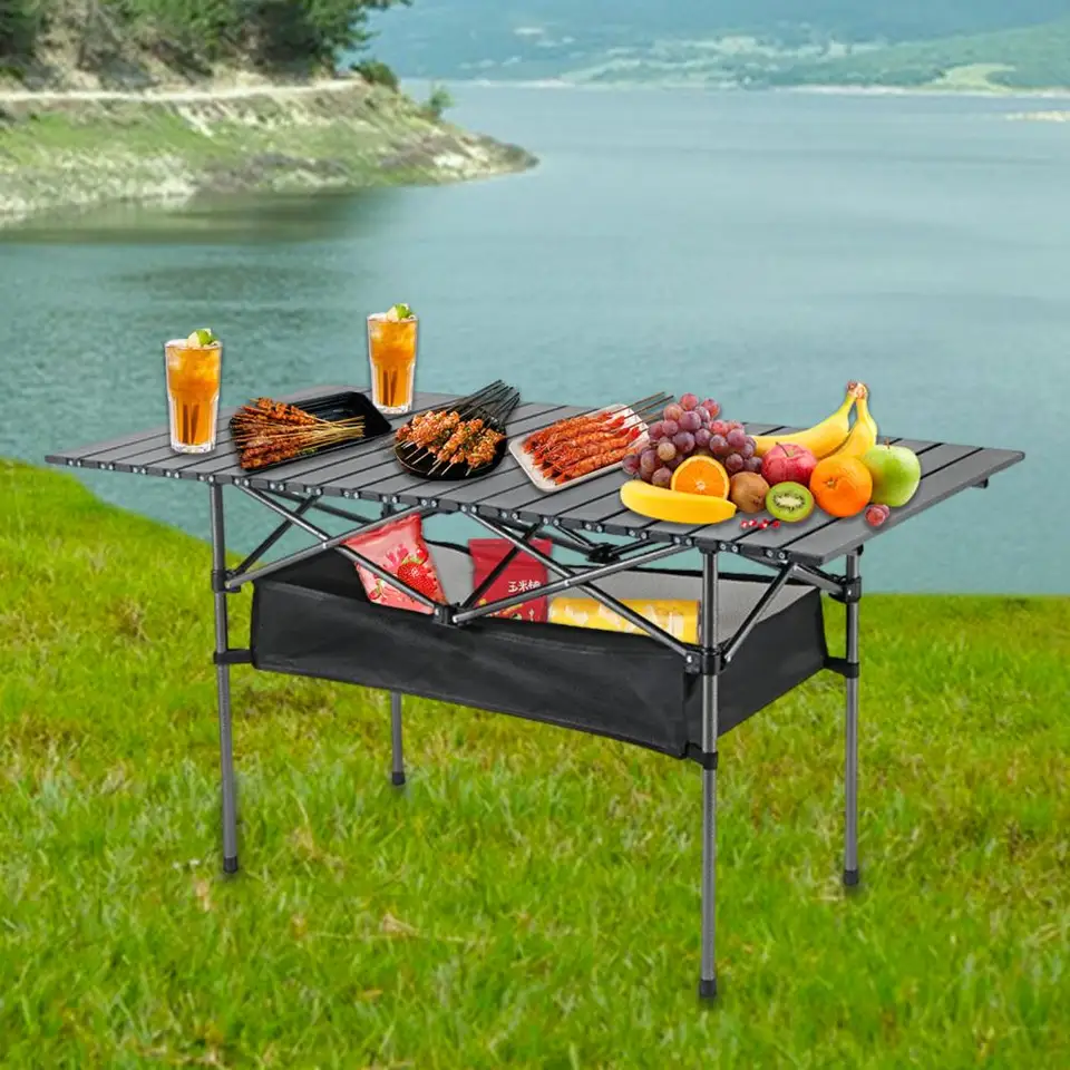 Prenosný kempingový stôl Prenosný ľahký skladací stolík na kemping turistický piknik BBQ High Duty so silným zaťažením vrecka