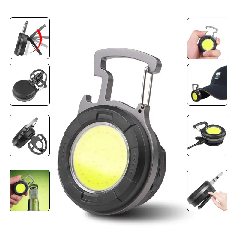 Prenosný klasický keychain baterka LED Mini pracovné svetlá svetla svetlom typu C Nabíjateľná fľaša otvárač vonkajšieho kempingového svetla
