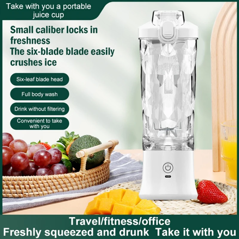 Prenosný mixér 600 ml elektrických odšťavovačov ovocných mixérov 4000 mAh USB Nabíjateľný smoothie mini mixér pre dom a cestovanie