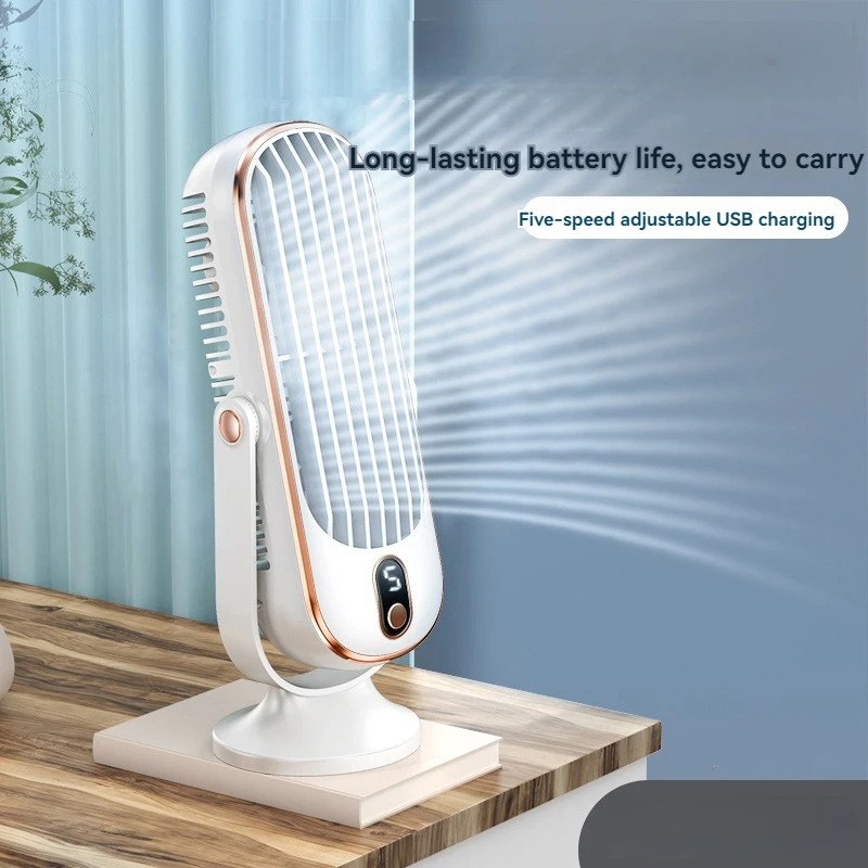 Prenosný prenosný USB Nabíjateľný automobil domáci kefový motor bez kefy Malý ventilátor ventilátora Ventilátka 5-stupňový vysoký veterný výkon