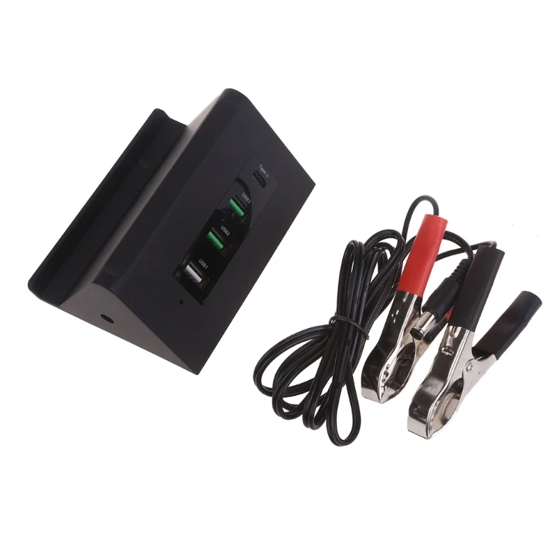 Prenosný prevodník s sponou batérie, 12 V/24 V až 5 V 4-port USB Multi