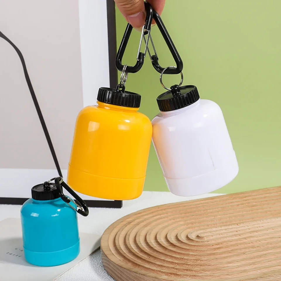Prenosný proteínový prášok fľaša na fľašu Práškovú fľašu fľašu Carabiner Polket Práškovú krabicu Mini prenosný kľúče jeden pohár