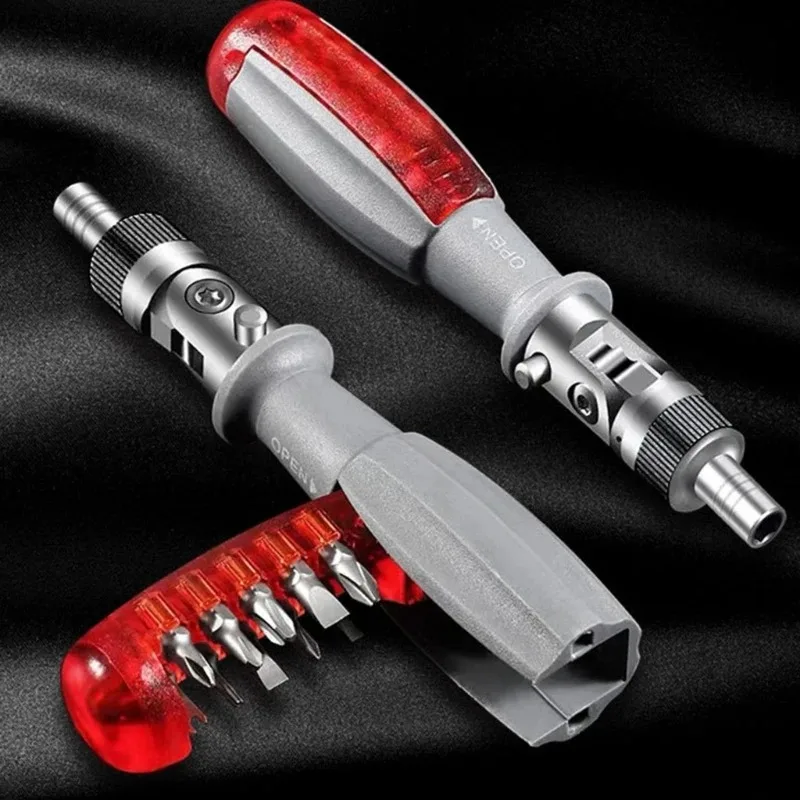 Prenosný ratbating skrutkovač s magnetickou bitou Ratchet Viac bitov set 10 in 1 skrutkovač malého vrecka odolné voči opotrebovaniu