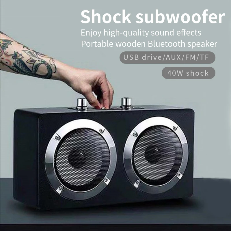Prenosný reproduktor Bluetooth Wireless Subwoofer 40W High -Power Caixa de Som rodina KTV Bass Stereo Systém domáceho kina TF FM Radio Radio
