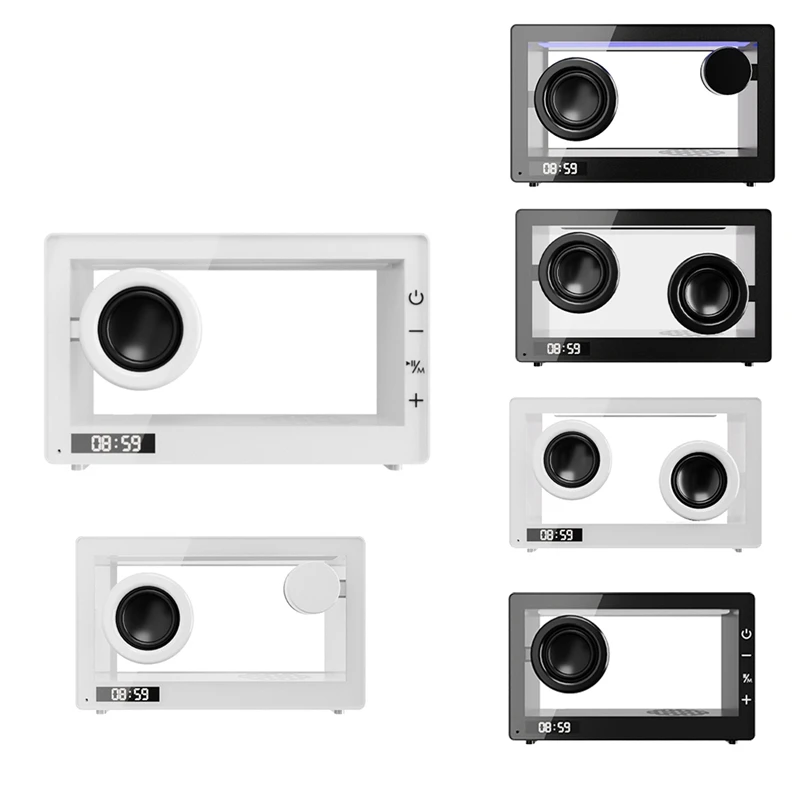 Prenosný retro Bluetooth Clock Clock Wireless HiFi Transparent Soundbar s RGB Light TF karta zvukový hudobný prehrávač